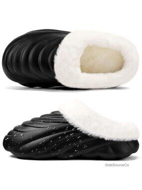 Waterproof Fleece Lined Slippers Non-Slip Indoor Outdoor EVA House Shoes